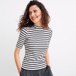 Madewell Ribbed Mockneck Top in Sailor Stripe